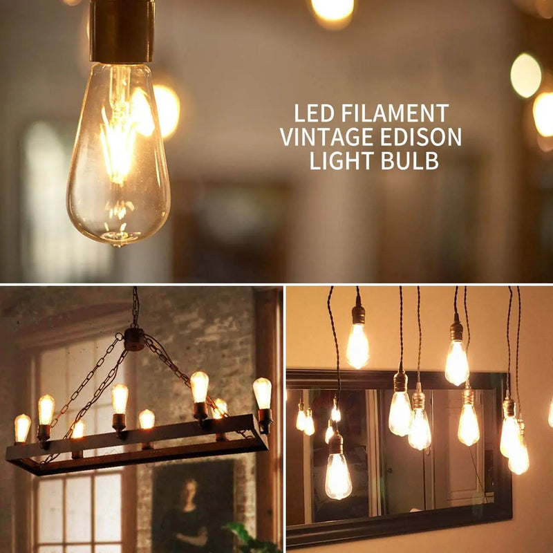 Afralia™ Vintage LED Filament Bulb 4W 6W ST64 Warm White Light 220V E26 Retro Edison