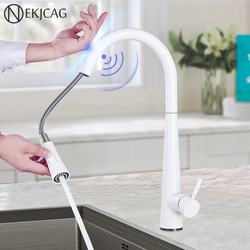 Afralia™ Smart Touch Sensor Kitchen Faucet Pull Out 360 Rotation Hot Cold Mixer Taps