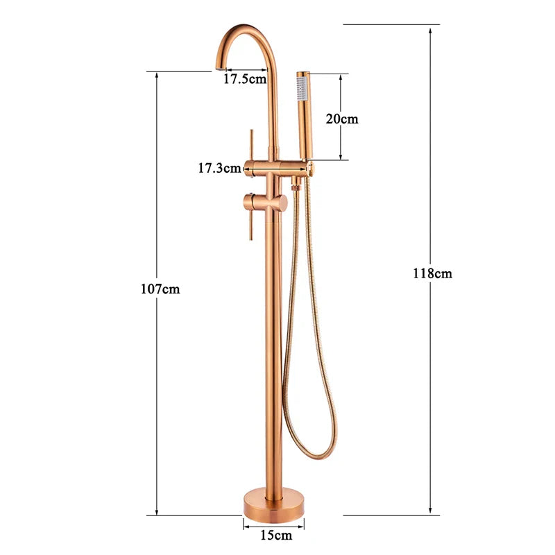Afralia™ Rose Golden Freestanding Bathtub Faucet with Handshower