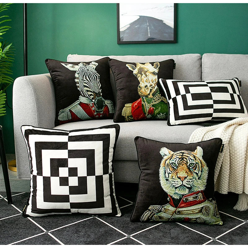 Afralia™ Geometric Maze Pattern Lumbar Pillow Case for Home Decor