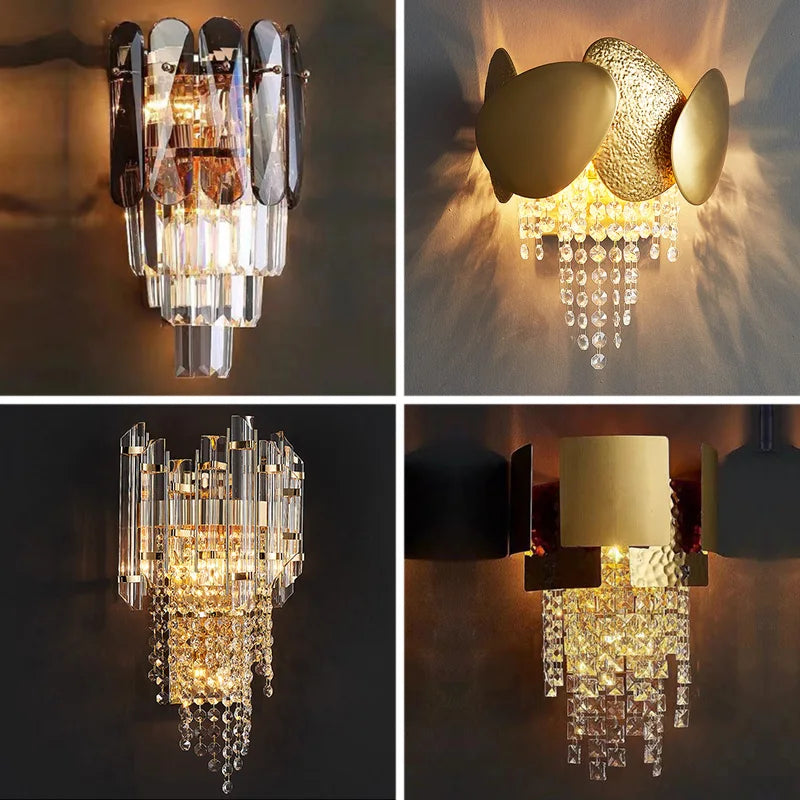 Afralia™ Crystal Wall Lamp: Modern Luxury LED Lighting for Living Room, Bedroom, and Staircase