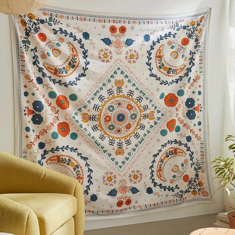 Afralia™ Boho Floral Celestial Wall Tapestry for Hippie Home Decor