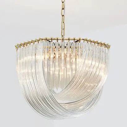 Afralia™ Lustre Plate Metal LED Pendant Light Glass Chain Hanging Lamp