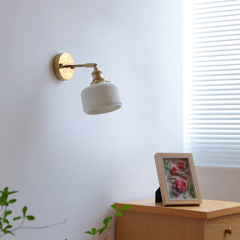 Afralia™ LED Ceramic Wall Sconce with Knob Switch for Bedroom Bathroom Mirror Lighting