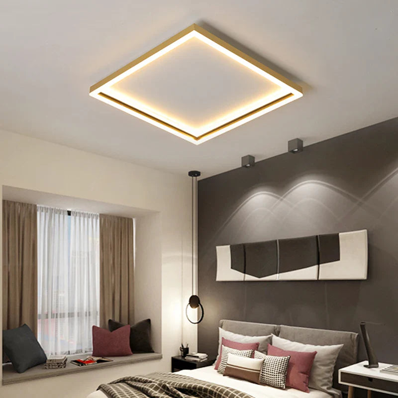 Afralia™ LED Minimalist Chandelier in Black/Golden Finish for Living Room and Bedroom