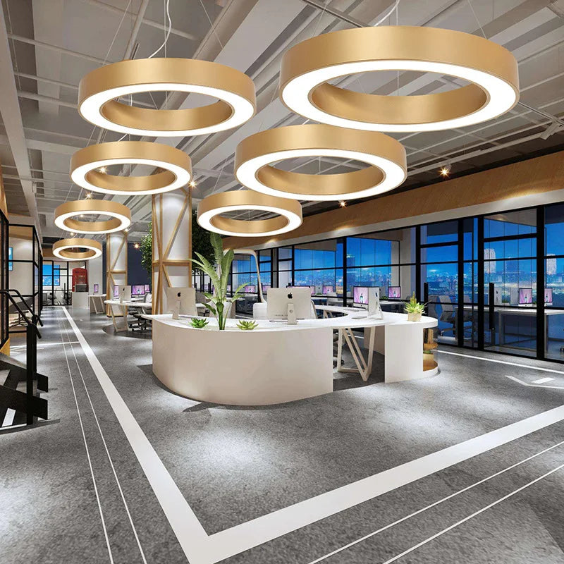 Afralia™ Modern Minimalist Metal Circle Pendant Lights with LED, for Office & Living Room Decor