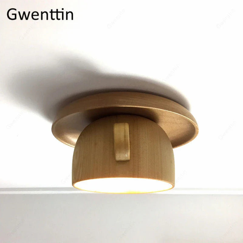 Afralia™ Nordic Wood Cup Ceiling Light: Modern Industrial Wooden Lamp for Living Room Bedroom