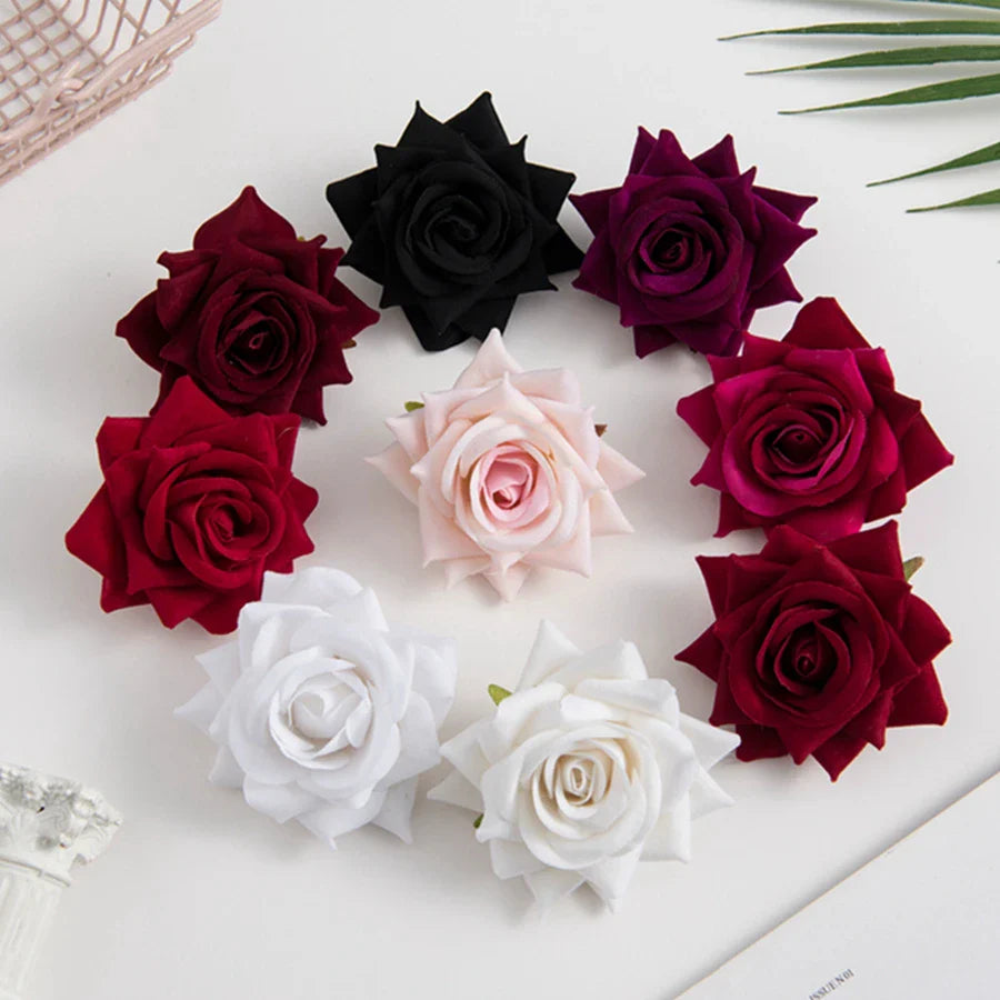 Afralia™ Pink Roses Head Scrapbooking Artificial Flowers Bridal Wedding Decor DIY