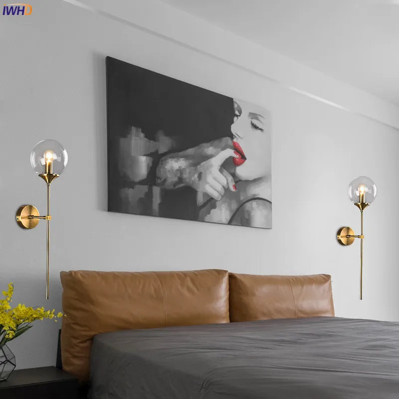 Afralia™ Nordic LED Glass Ball Wall Light for Home Bathroom Mirror Stair Aplique Luz Pared
