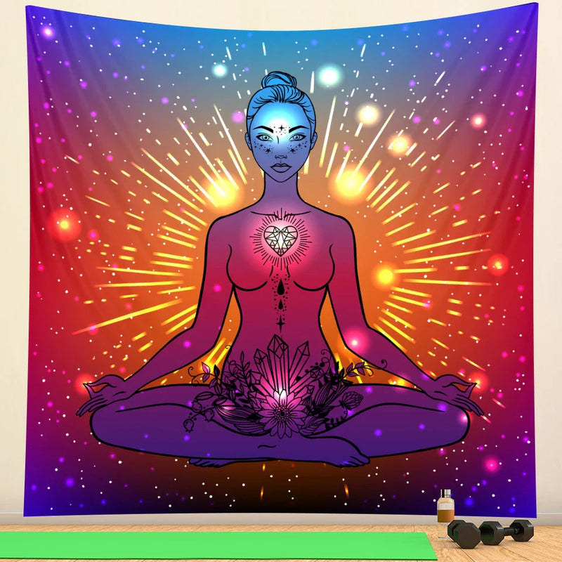 Afralia™ Meditation Chakra Mandala Tapestry for Bohemian Home Decor and Yoga Practice