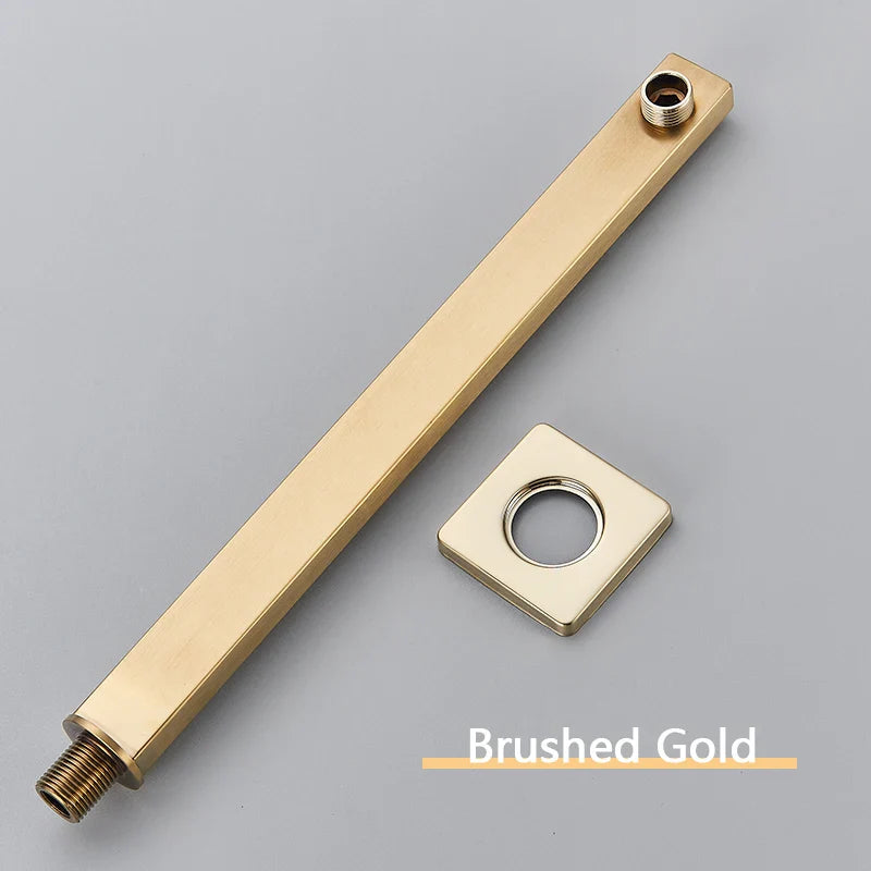 Afralia™ Gold Stainless Steel Shower Arm & Head Holder Wall Mount Fixed Pipe