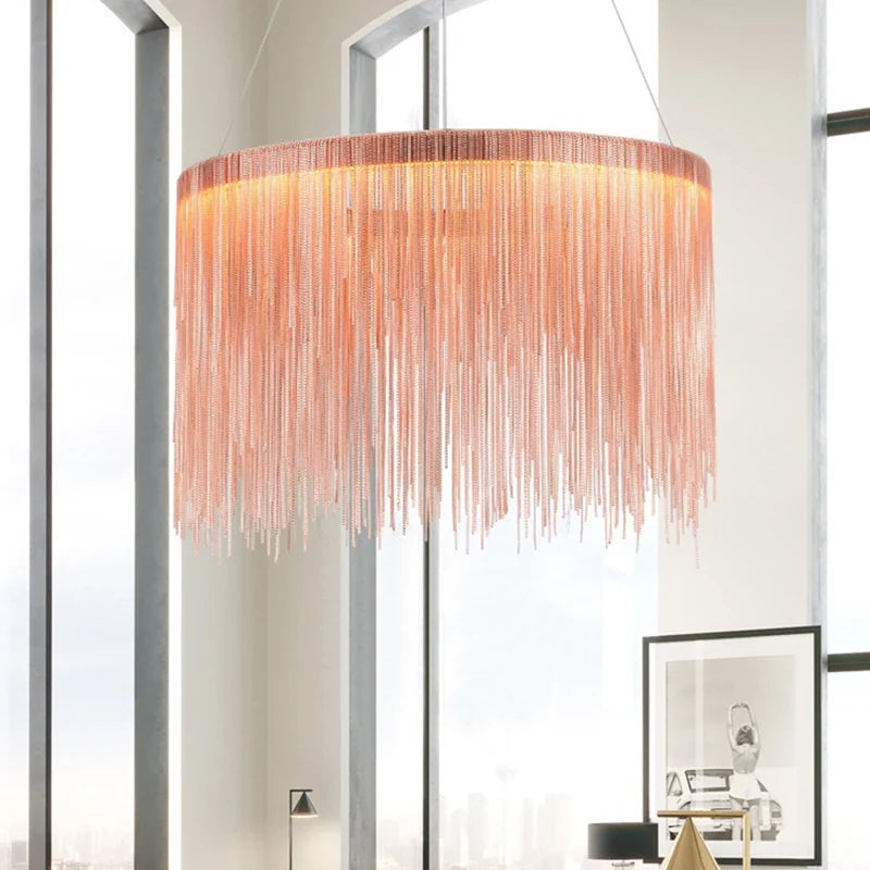Afralia™ Modern Round Tassel Chandelier - Nordic Circle Design for Home, Living Room & Bedroom