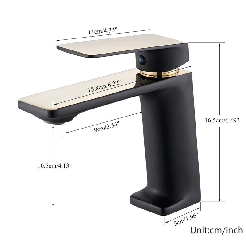 Afralia™ Black Gold Basin Faucet: Stylish Deck Mounted Bathroom Sink Faucet with Gold Handle