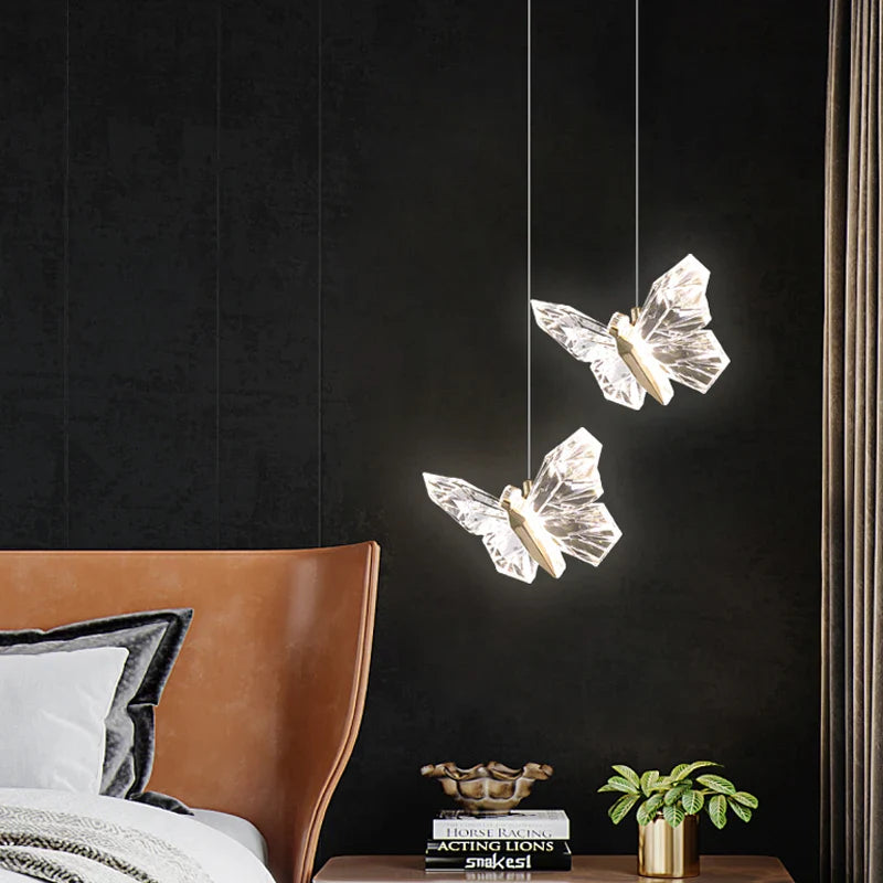 Afralia™ Crystal Butterfly Pendant Lamps LED Lighting for Home Decor and Luxury Ambiance