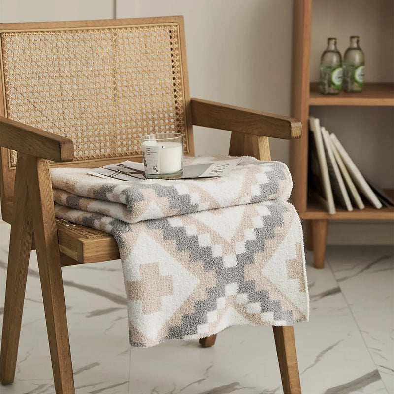 Afralia™ Knitted Geometric Quilt Blanket – Soft & Cozy Home Decor Blanket