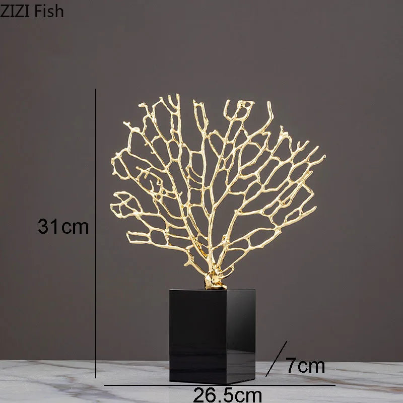 Afralia™ Alloy Coral Crafts on Crystal Base for Stylish Desktop Decor