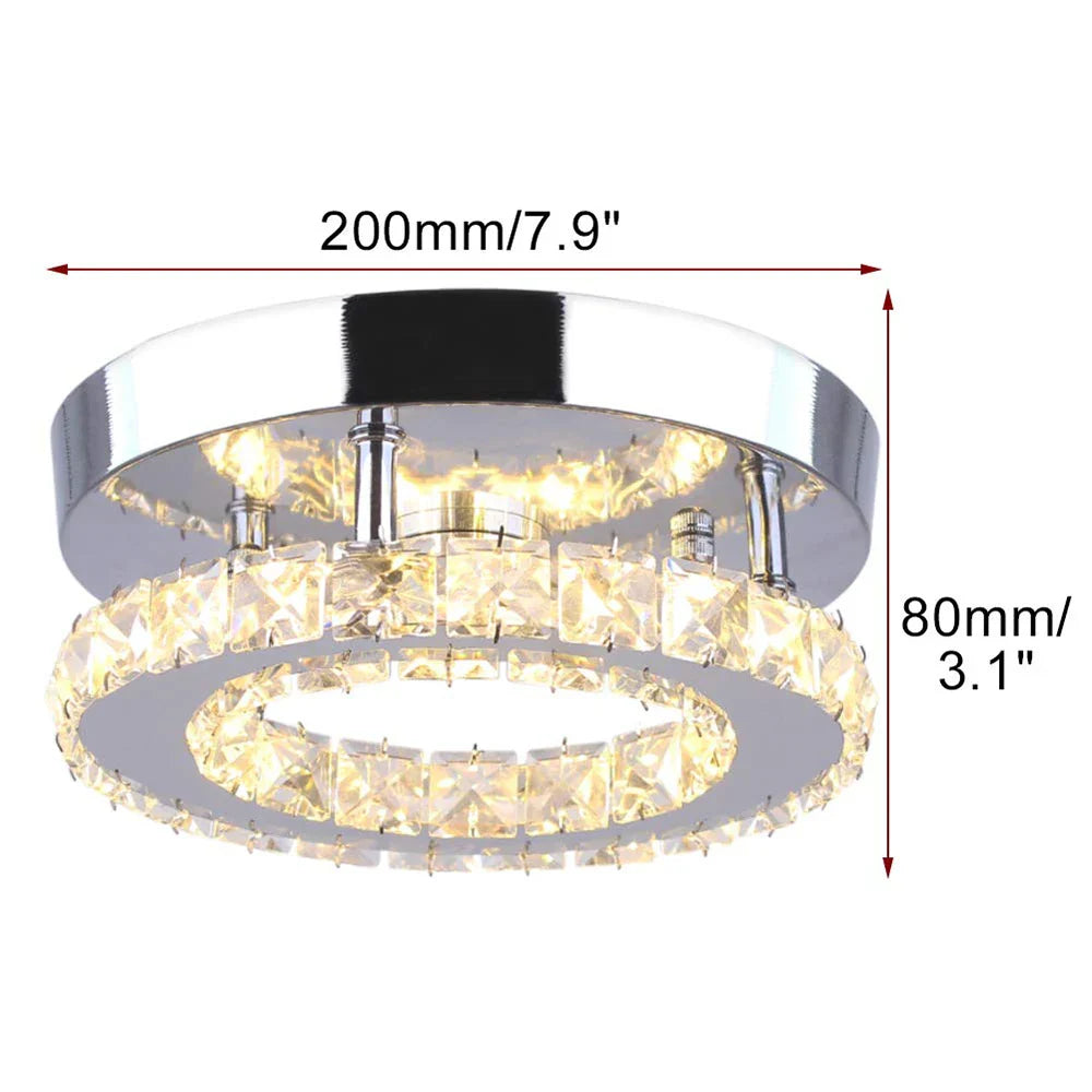 Afralia™ Crystal LED Ceiling Light: Stainless Steel Round Fixture for Bedroom, Kitchen, Bathroom