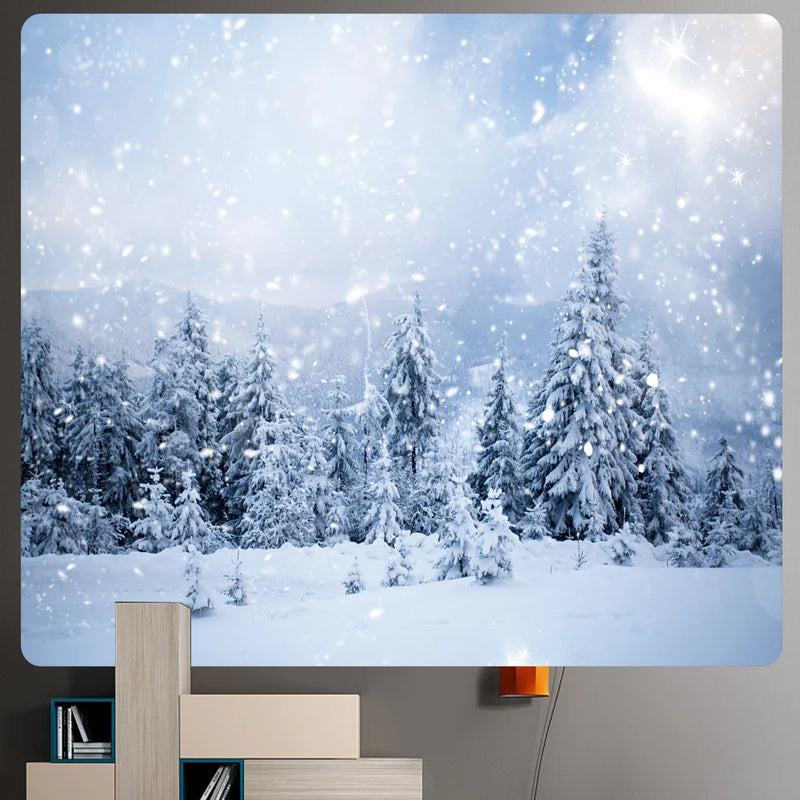 Afralia™ Forest Snow Scene Tapestry Wall Hanging for Boho Home Decor