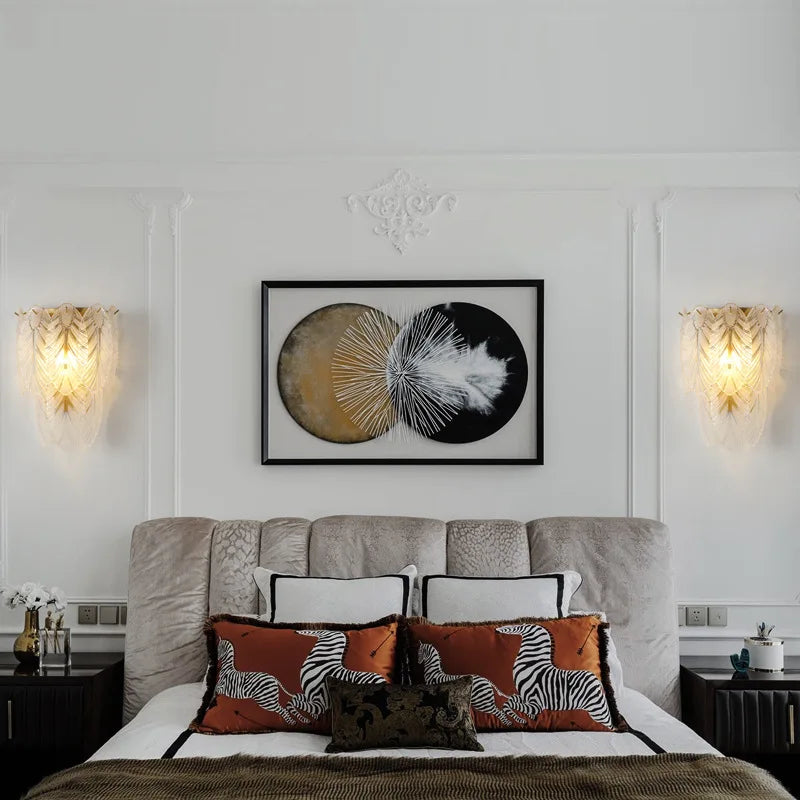 Afralia™ Crystal Feather Wall Lamp: Modern Luxury for Bedroom, Living Room & Restaurant