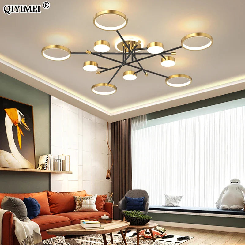 Afralia™ Modern Dimmable LED Chandelier for Living Room, Dining, Bedroom, Kitchen - Indoor Lighting Fixture