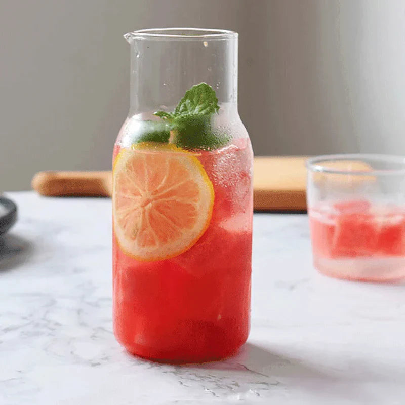 Afralia™ Glass Drinkware Set - Strong Borosilicate Glass - Cold Drink Cup, Tumbler, Juice Milk Pot