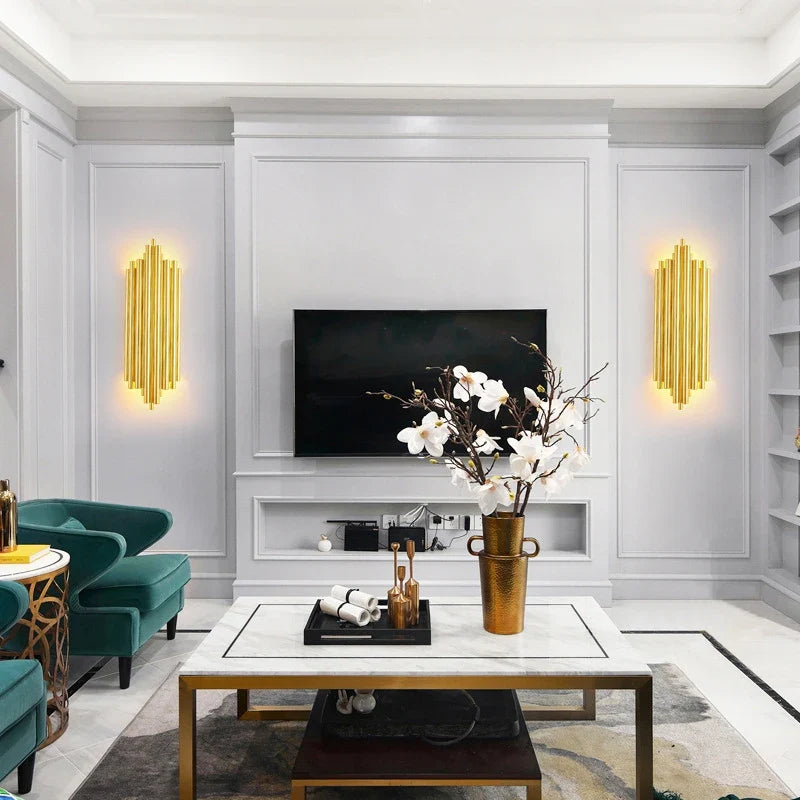 Afralia™ Gold LED Wall Lamp for Modern Minimalist Living Room, Bedroom, Study - Indoor Light Fixtures