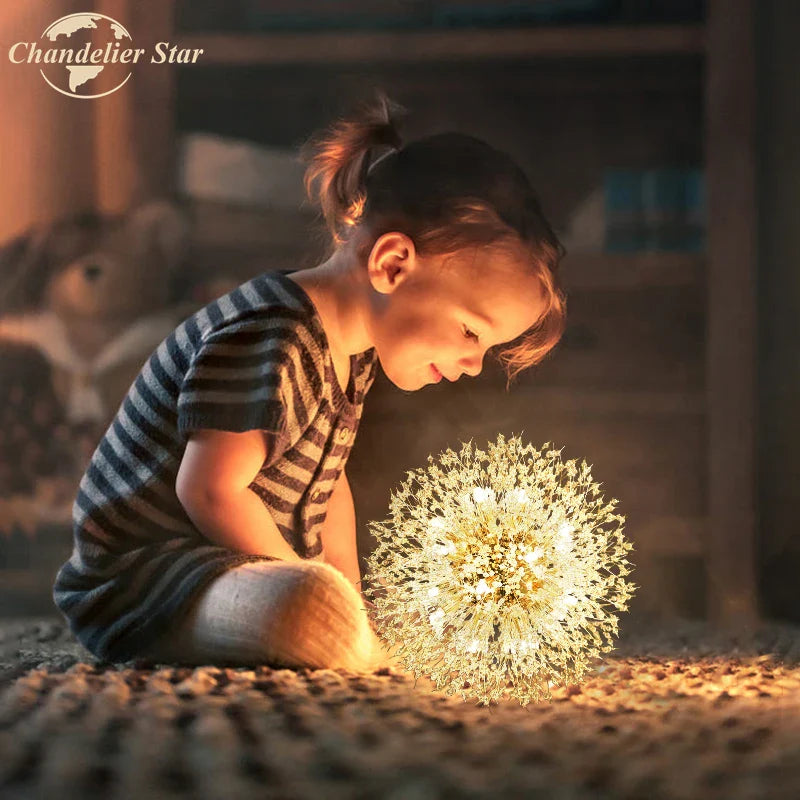 Afralia™ Crystal Star LED Chandelier - Art Deco Dandelion Pendant Lighting for Home Décor