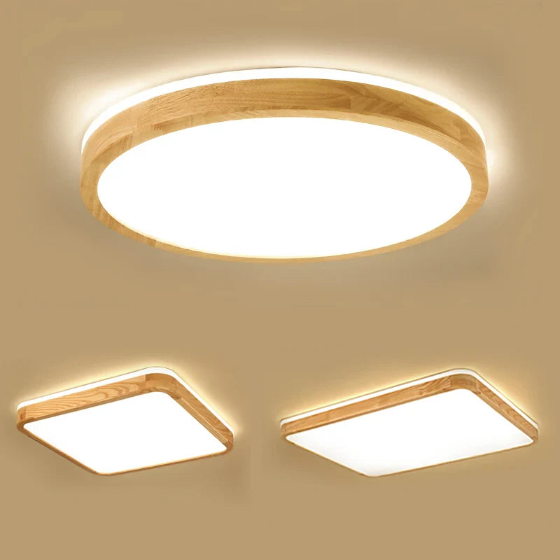 Afralia™ Nordic Wood Ceiling Light Ultra-thin LED Modern Bedroom Lamp