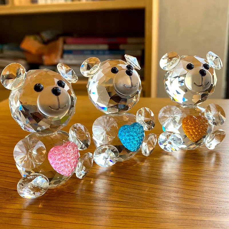 Afralia™ Clear Crystal Bear Figurine Glass Sculpture Collection for Home Decor & Gifts