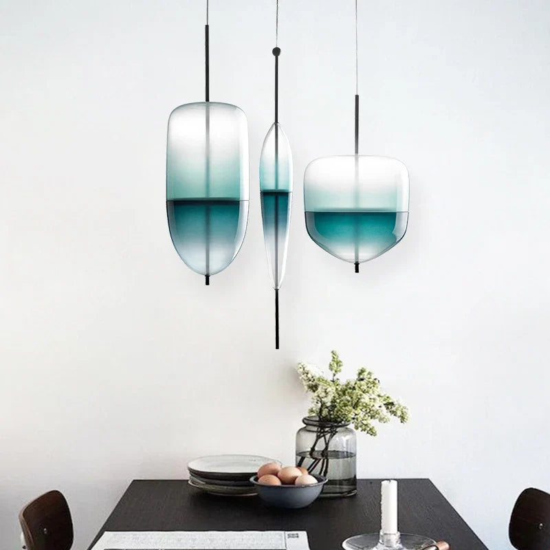 Afralia™ Glass Pendant Lamp: Blue Gradient Italian Designer Light for a Peaceful Space