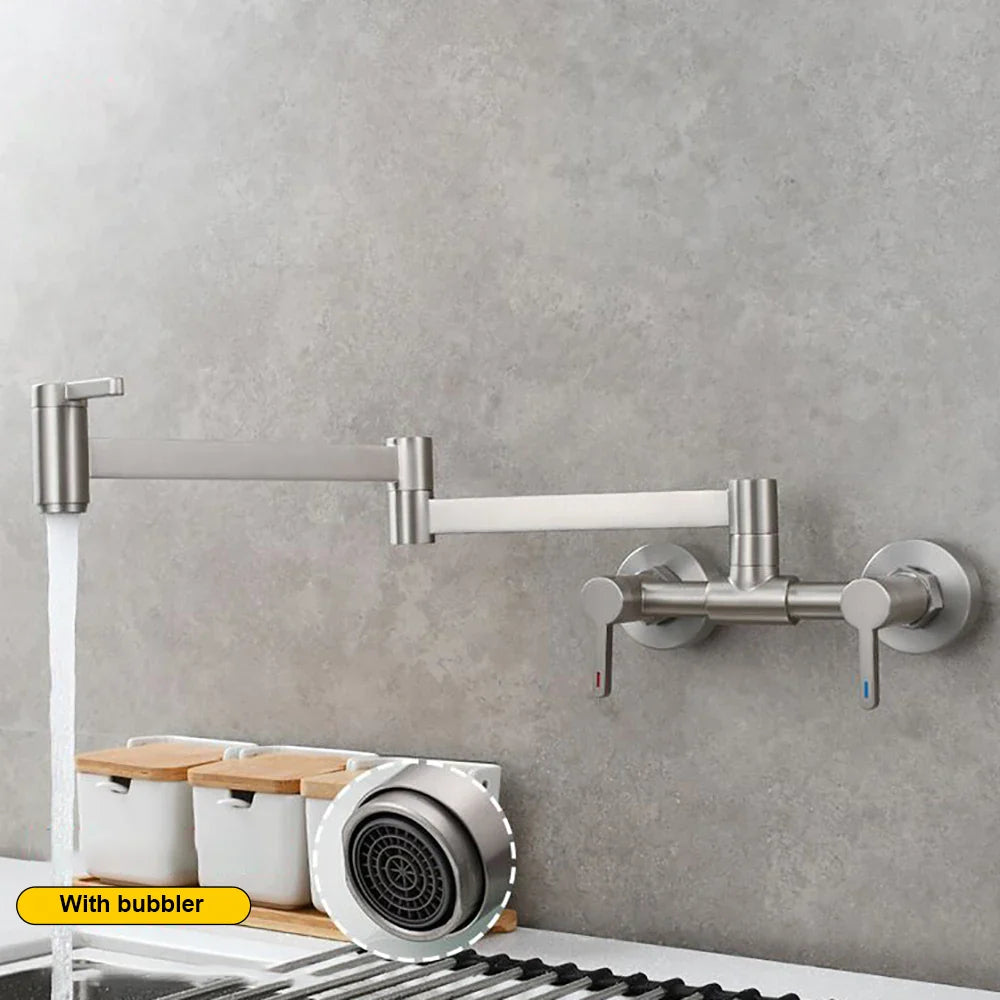 Afralia™ Wall-Mounted Folding Kitchen Faucet | Cold & Hot Sink Mixer Rotation Tap