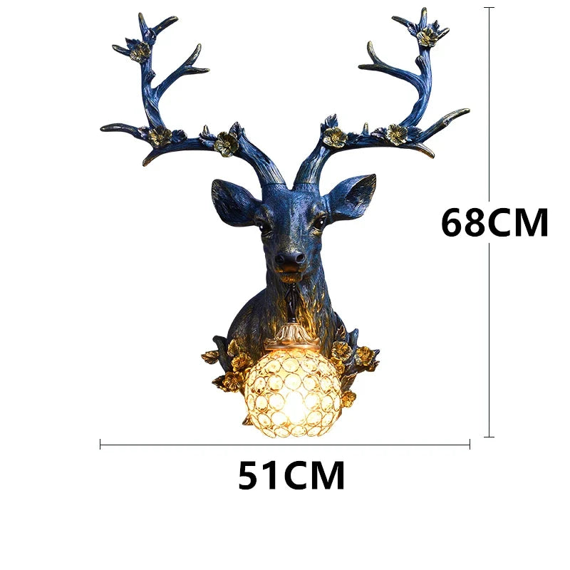 Afralia™ Antler Wall Lamp Deer Head Wall Light Resin Deer Decor Wall Sconce