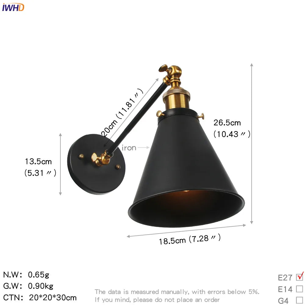 Afralia™ Vintage Industrial Wall Light Sconce LED Retro Bedroom Stair Loft Up Down Lamp