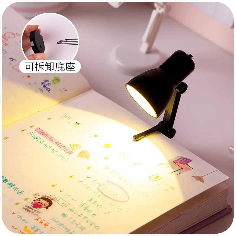 Afralia™ Mini Foldable Book Clip Lamp Warm Light Eye Protection Table Lamp