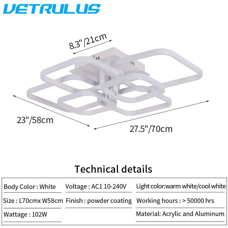 Afralia™ White Acrylic Chandelier LED Ceiling Lamp for Living Dining Room Home Decor