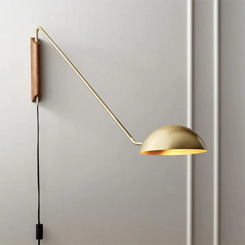 Afralia™ Modern Long Arm Wall Lamp in Black Gold for Living Room, Bedroom, Hotel