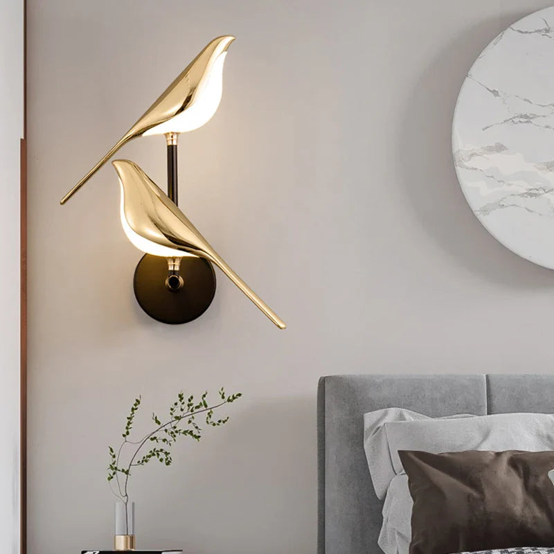 Afralia™ Bird Design Gold Plating LED Wall Sconce for Stylish Home Lig