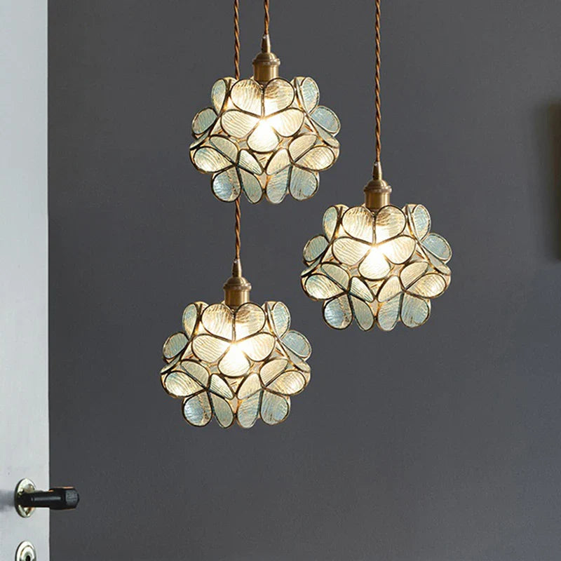 Afralia™ Nordic Flower Copper Chandelier - Glass LED Pendant Lamp