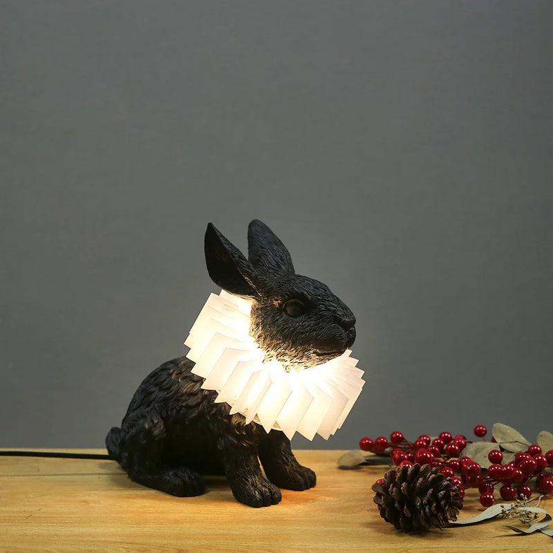 Afralia™ Nordic Rabbit Resin Scarf Table Lamp for Modern Living Room and Bedroom Decor