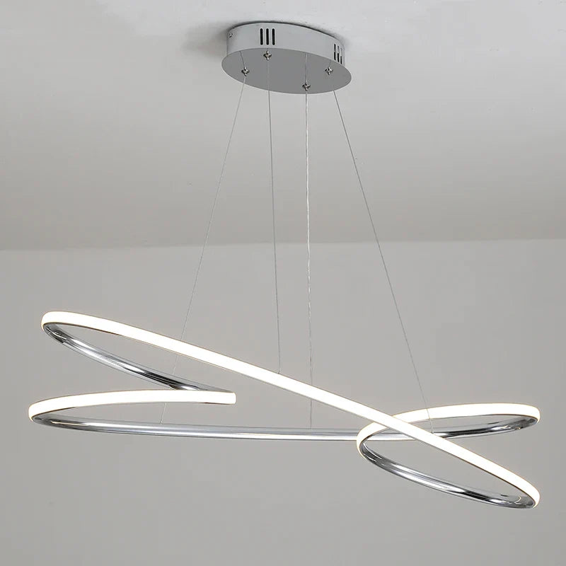 Afralia™ Modern Gold/Chrome LED Chandelier for Dining/Bedroom, Length 800/1000mm