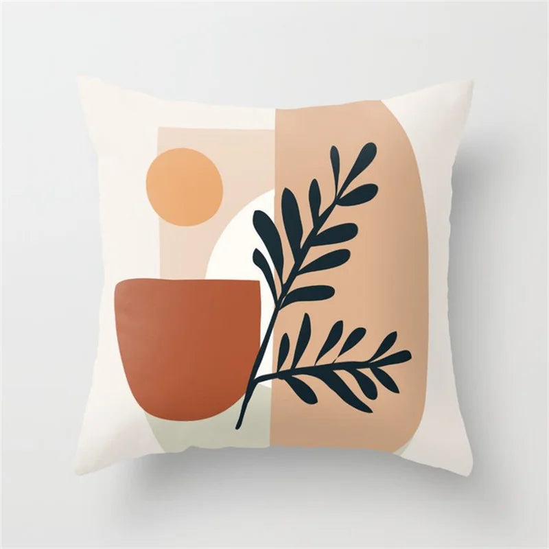 Afralia™ Simple Leaves Geometry Peach Skin Pillow Case for Home Decor