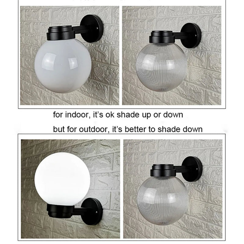 Afralia™ Globe Shade Wall Lantern for Entryway Porch Patio, E27 Base Socket