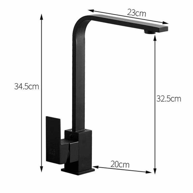 Afralia™ Black Square Kitchen Faucet: Chorme/Gold Hot Cold Mixer Tap 360° Rotation