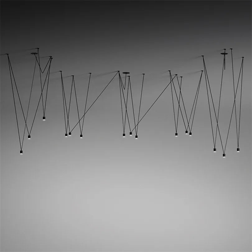 Afralia™ Geometric LED Wire Pendant Chandelier - Industrial Home Decor Spider Lamp