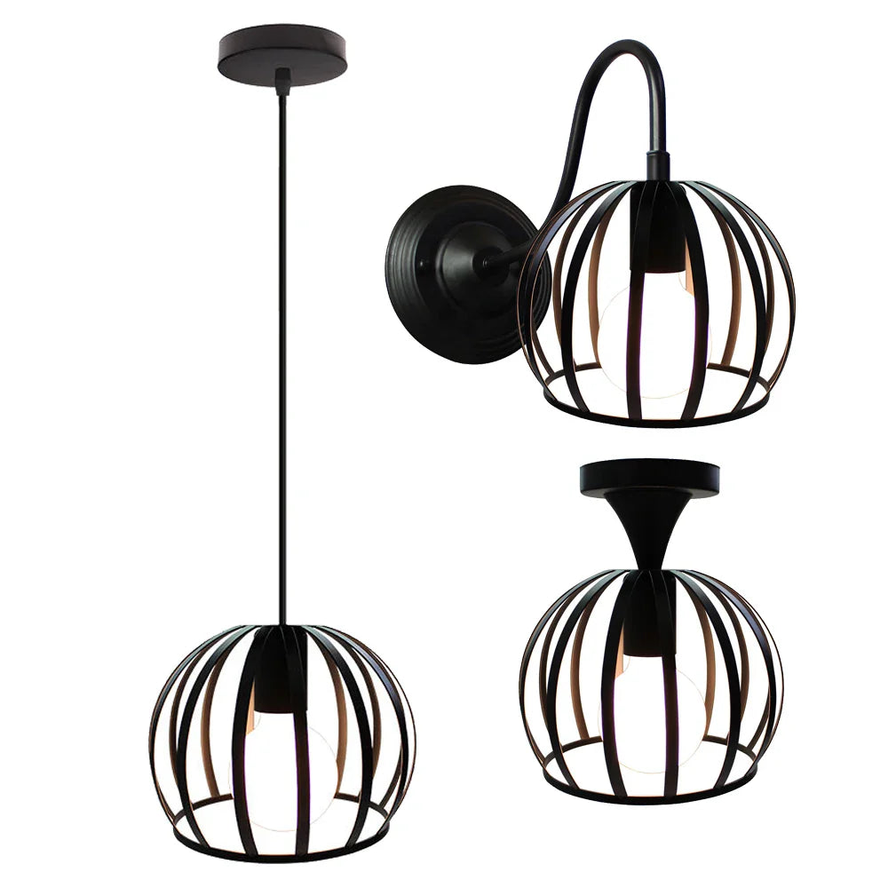 Afralia™ Watermelon Cage Pendant Light: Vintage Rustic Hanging Fixture for Home, Kitchen, Restaurant