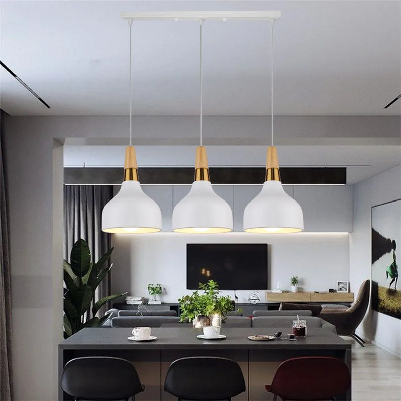 Afralia™ Wood LED Pendant Lights | Nordic Kitchen Restaurant Hanging Lamps