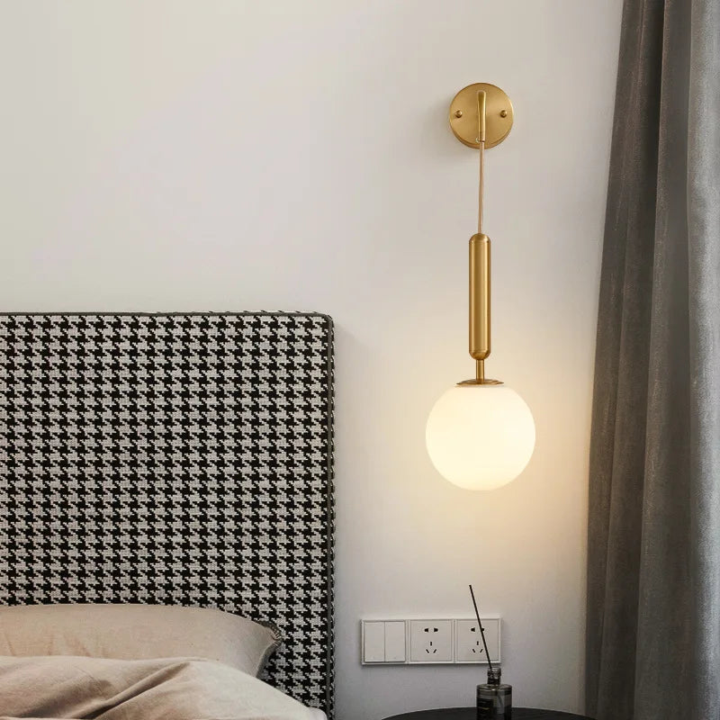 Afralia™ Glass Ball LED Wall Sconce: Modern Nordic Minimalist Lighting for Living Bedroom Décor