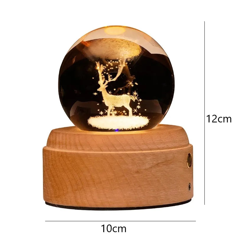 Afralia™ Crystal Ball Night Light USB Music Box Universe Globe 3D Lamp