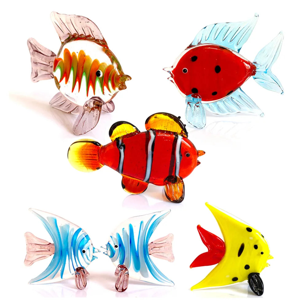 Afralia™ Crystal Glass Tropical Fish Figurines | Hand Blown Modern Home Decor