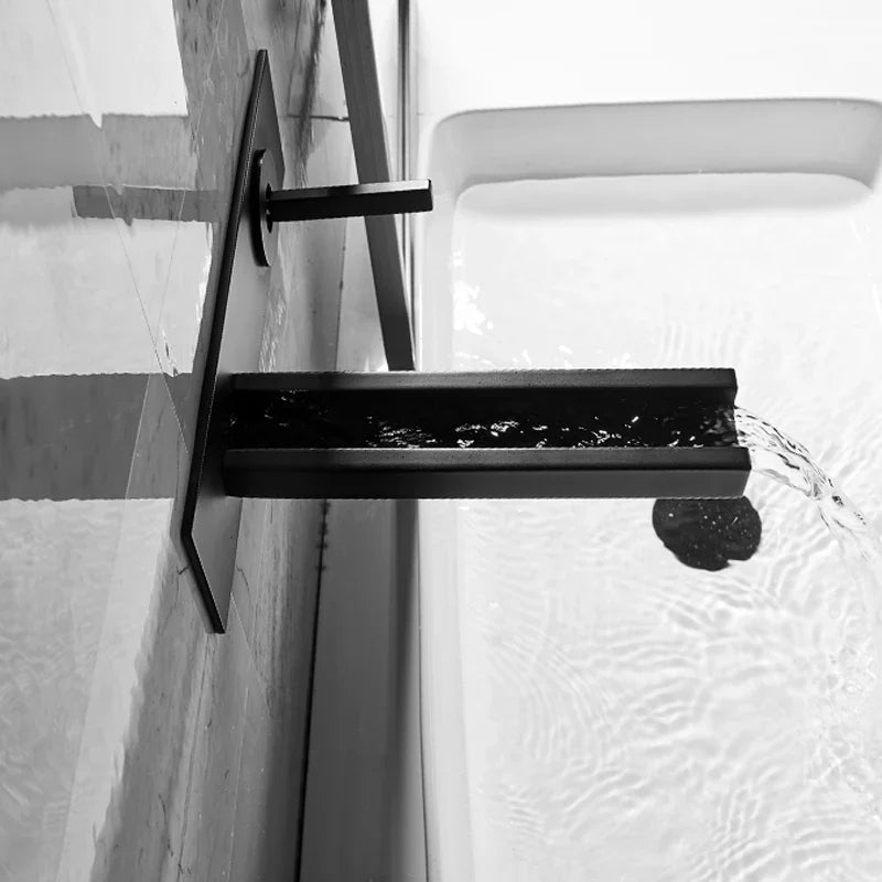 Afralia™ Dual Handle Wall Mounted Brass Basin Faucet Silver Mixer Tap